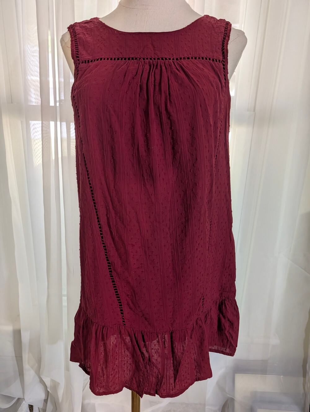 Red Cotton Baby Doll Dress - LINED - Size S